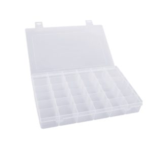 KM 36 Grid Cells Multipurpose Plastic Storage Box with Removable Dividers, White