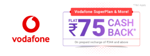 PhonePe – Get flat Rs.75 cashback on first Vodafone prepaid recharge