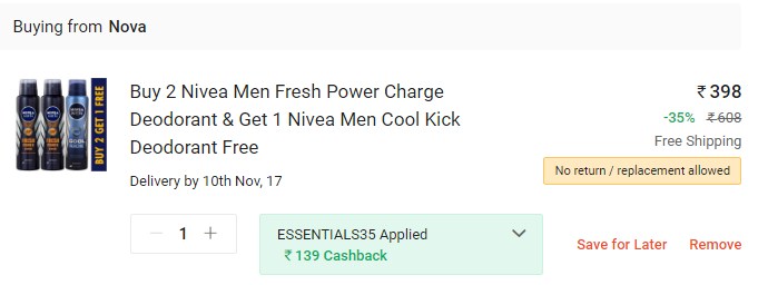 Buy 2 Nivea Men Fresh Power Charge Deodorant & Get 1 Nivea Men Cool Kick Deodorant Free Buy 2 Nivea Men Fresh Power Charge Deodorant Promo Code