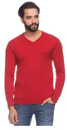 Raymond Men Medium Red Wool Blend Contemporary Fit Sweater