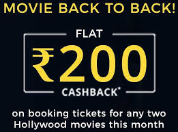 Get 50% Cashback upto 200 on watching two Movies