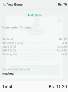 mad momos veg burger at Rs 11 only Pune foodpanda app