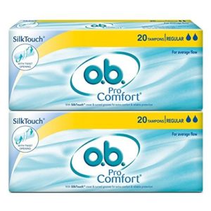 Buy O.B Pro Comfort Regular Tampons - 20 Pieces (Average Flow, Pack of 2) for Rs.210 only