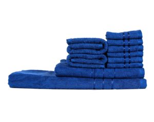 Towel Town Set of 10 Ecospun Towels (2BT + 2 HT + 6 FT) Blue