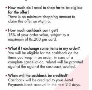 Airtel Payment Bank- Get flat 15 % Cashback at Jabong Myntra2