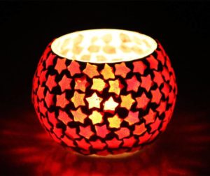 Buy Craft Junction Handmade Mosaic Glass 1 - Cup Tealight Holder Set (Multicolor, Pack of 1) for Rs.96 only