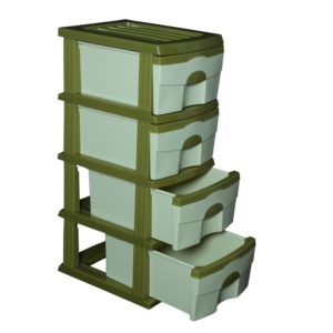 Cello Organiser 4 Drawer Storage Chest (Green and Light Green) 