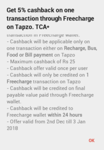 Tapzo- Get flat 5% Cashback2