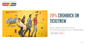 Ticketnew – Get flat 20% cashback on Transaction via Freecharge