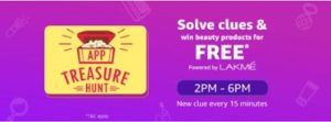 amazon lakme treasure hunt solve clues and win beauty products for free