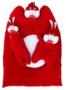 Amardeep and Co Bunny Mattress with Bolsters and Pillow - MT-09red