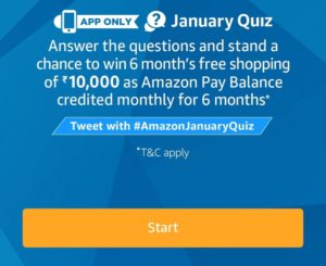 Amazon January Quiz Answers start image