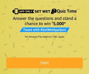 Answers of Amazon Set Wet Quiz