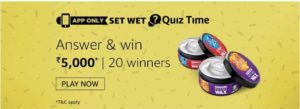 Contest page of Amazon Set Wet Quiz