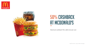 McDonald's - 50% Cashback on Paying via FreeCharge