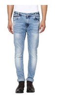 Mufti Mens Mid Blue Low Rise Straight Fit Jeans