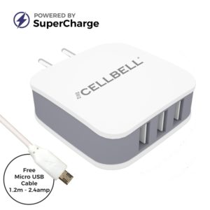 CELLBELL Supercharge 3.4A 17 Watts 3 USB Universal Wall Charger Adapter