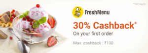 FreshMenu - Get 30% Cashback on Paying via PhonPe