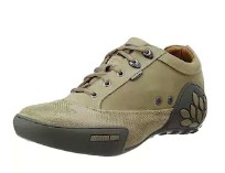 Woodland Men's Khaki Leather Sneakers