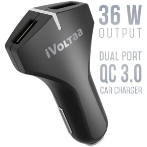 iVoltaa QC 3.0 36W - 6.0A Dual Port USB Car Charger