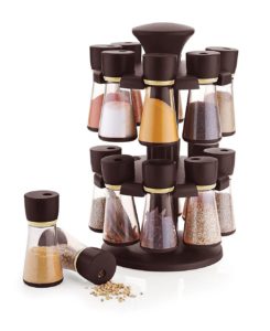 Amazon - Buy Floraware Plastic Revolving Spice Rack Set, 120ml, Set of 16, Brown  at Rs 530 only