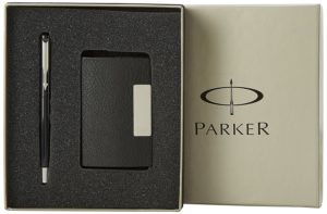 Amazon - Buy Parker Vector Chrome Trim Black Roller Ball Pen with Free Card Holder (Black)  at Rs 345 only