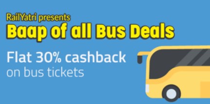 railyatri bus ticket 30% cb