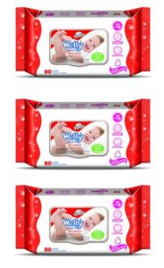 Amazon - Buy Wetty Premium Wet Wipes - Cherry Blossom (80 + 80 + 80 Count) at Rs 195 only