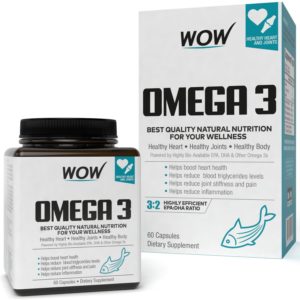 Amazon - Buy Wow Omega-3 Fish Oil 1000 mg Triple Strength 550 mg EPA 350 mg - 60 Capsules at Rs 450