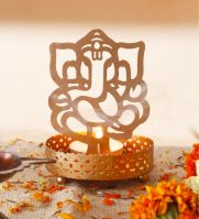 Pepperfry - Buy Golden Finish Metal Lord Ganesha Tealight Holder by Anasa at Rs. 50