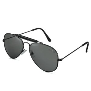 Silver Kartz Classic Black Double-Bar Aviator Sunglasses