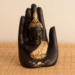 eCraftIndia Golden Handcrafted Buddha Palm