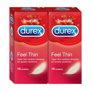 Amazon- Buy Durex Condom - 10 Counts (Pack of 2, Feel Thin) at Rs 182