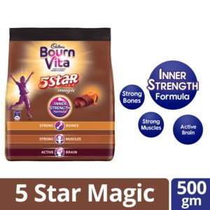 Cadbury Bournvita 5 Star Magic Chocolate Health Drink, 500g Pouch