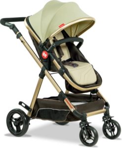 Fisher-Price Hiker Luxury Stroller Cum Pram (Multi, Brown, Gold)