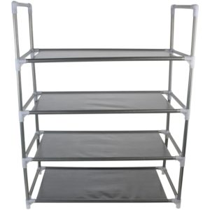 Miamour Iron Shoe Rack, 4 Layers, Grey 