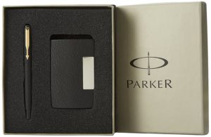 Parker Vector Gold Trim Fountain Pen with Free Card Holder