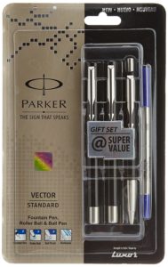 Parker Vector Standard Fountain Pen, Roller Ball Pen and Ball Pen