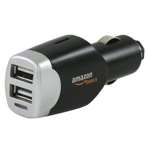 Amazon - Buy AmazonBasics 4.0 Amp Dual USB Car Charger for Apple and Android Devices - Black  at Rs 449 only