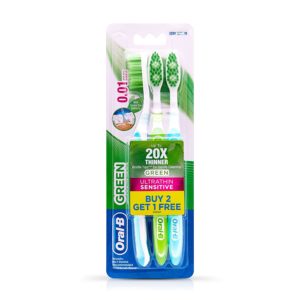 Amazon - Buy Oral-B Ultrathin Sensitive Toothbrush - 1 Piece (Green, Buy 2 Get 1 Free) at Rs. 90