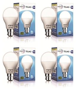 Amazon -  Buy Wipro Tejas Base B22 9-Watt LED Bulb (Pack of 4, Cool Day Light)  at Rs 339 only