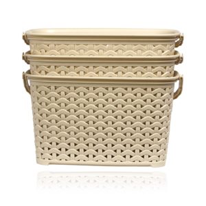 BMS Lifestyle 3 Piece Plastic Basket, 3.8 Liters, Ivory