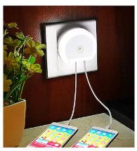 Smart Lamp with Charger AC220V Night Light Dual USB Phone Charger