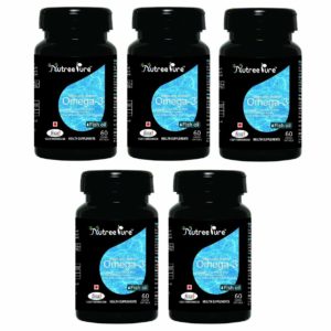 Amazon- Buy Nutree Pure Omega-3 Fish Oil 1000 mg - 60 Soft Gel Capsules (Pack of 5) at Rs 618