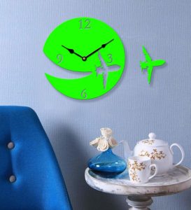 Amazon- Buy Sehaz Artworks Aeroplane Green Wood Wall Clock at Rs 198