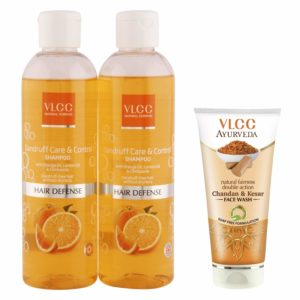 Amazon - Buy VLCC Dandruff Control Shampoo (Buy 1 Get 1) and Kesar Chandan Face Wash Combo  at Rs 197 only