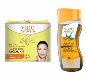 Amazon - Buy VLCC Haldi Tulsi Facial Kit and Ayurveda Shampoo Combo at Rs 149 only