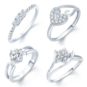 Amazon Sukkhi Incredible Rhodium Plated Set Of 4 CZ Ring at Rs 136