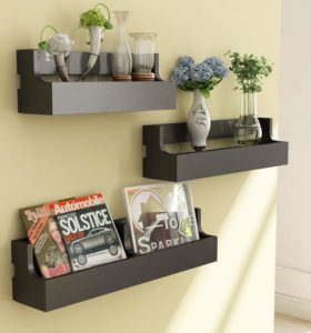 Amazon - buy Home Sparkle Sh731 Wall Shelf, Set of 3 (Lacquer Finish, Black)  at Rs 487