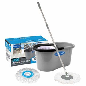 Pepperfry - Buy Primeway 360 Degree Rotating Blue & White 5500 ML Magic Spin Mop Set with 2 Microfibre Mop Heads at Rs 429 only